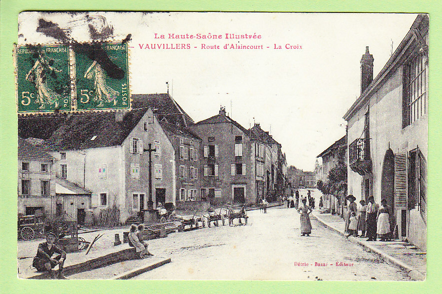 VAUVILLERS : Route D'Alaincourt, La Croix. 2 Scans. Edition Détrie - Autres & Non Classés