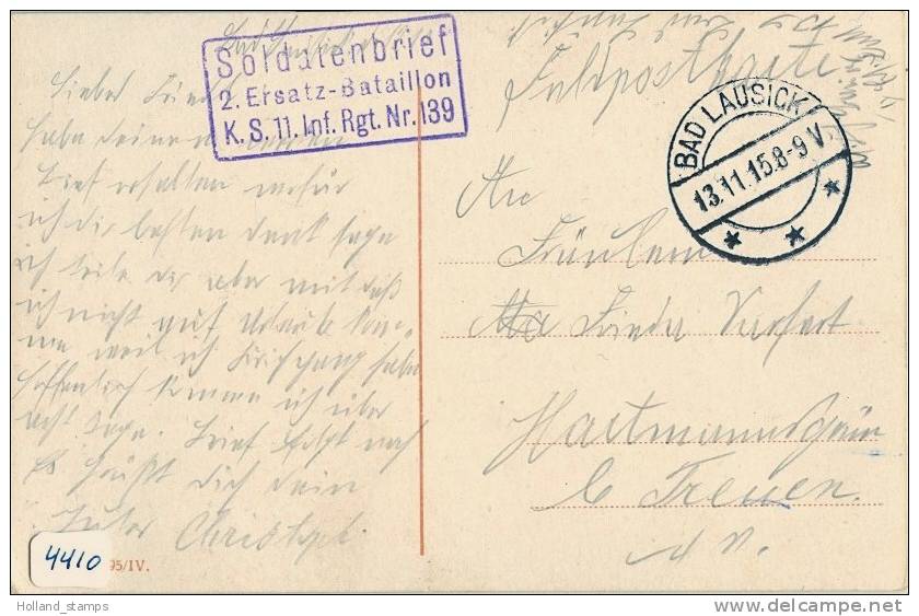 ANSICHTKARTE FELDPOST  Aus 1915 Von BAD LAUSICK Nach HARTMANNSGRUN (4410) - Besetzungen 1914-18