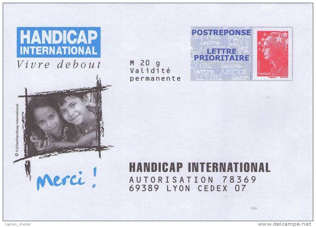 POSTREPONSE " HANDICAP INTERNATIONAL "  NEUF ( 09P506 - Repiquage Beaujard ) - Prêts-à-poster:Answer/Beaujard
