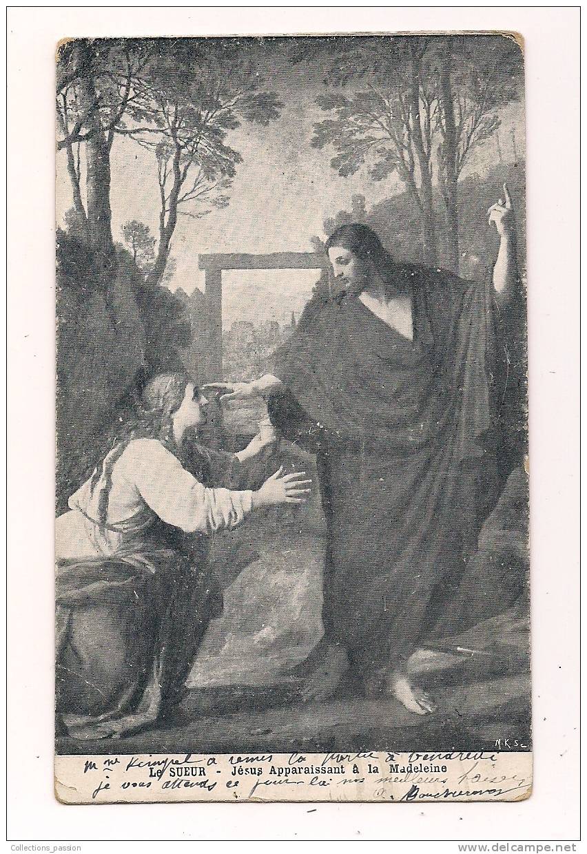 Cp , LE SUEUR , JESUS Apparaissant à La MADELEINE , Voyagée 1904 , Peinture Et Tableaux - Malerei & Gemälde