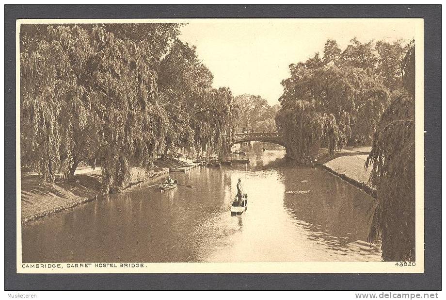 United Kingdom PPC Cambridgeshire Cambridge, Garret Hostel Bridge Pont Brücke 43820 Photochrom Co. - Cambridge