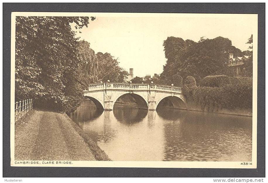 United Kingdom PPC Cambridgeshire Cambridge, Clare Bridge Pont Brücke 43814 Photochrom Co. - Cambridge