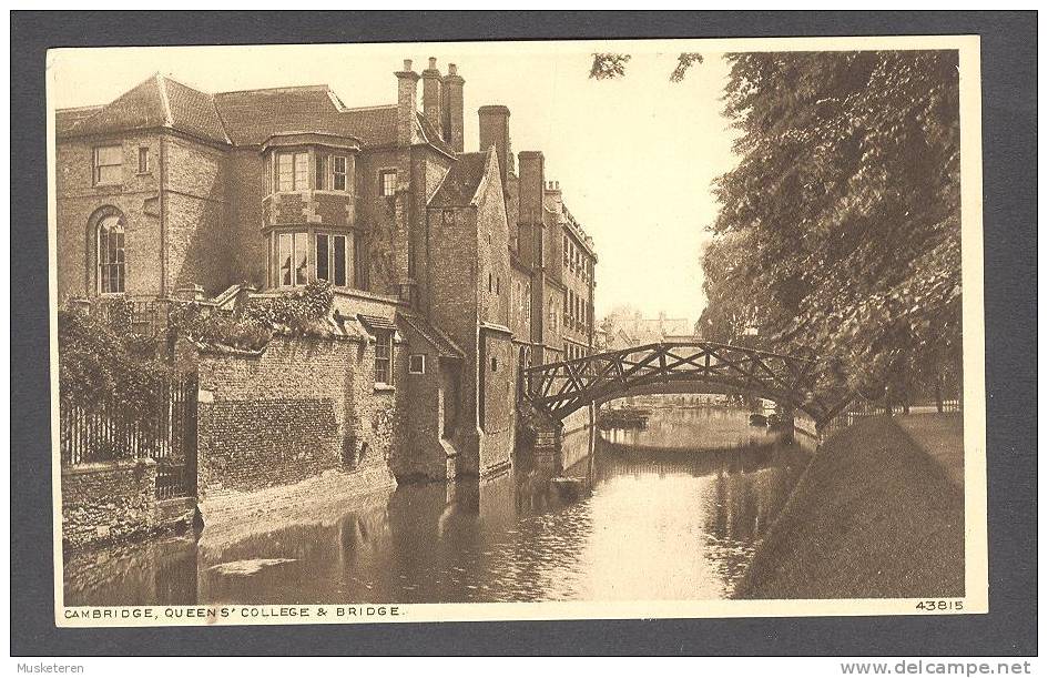 United Kingdom PPC Cambridgeshire Cambridge, Queens' College & Bridge Pont Brücke 43815 Photochrom Co. - Cambridge