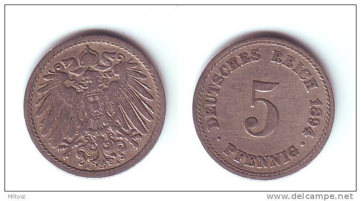 Germany 5 Pfennig 1894 A - 5 Pfennig