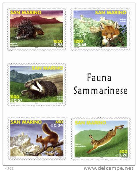 REPUBBLICA DI SAN MARINO - ANNO 1999 - FAUNA - NUOVI MNH ** - Neufs