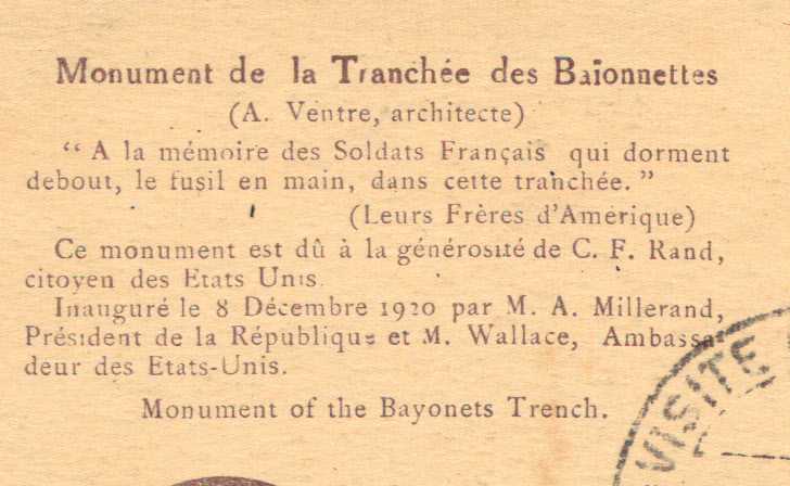 CPA Du Monument De La Tranchée Des Baïonnettes 1937 - Monuments