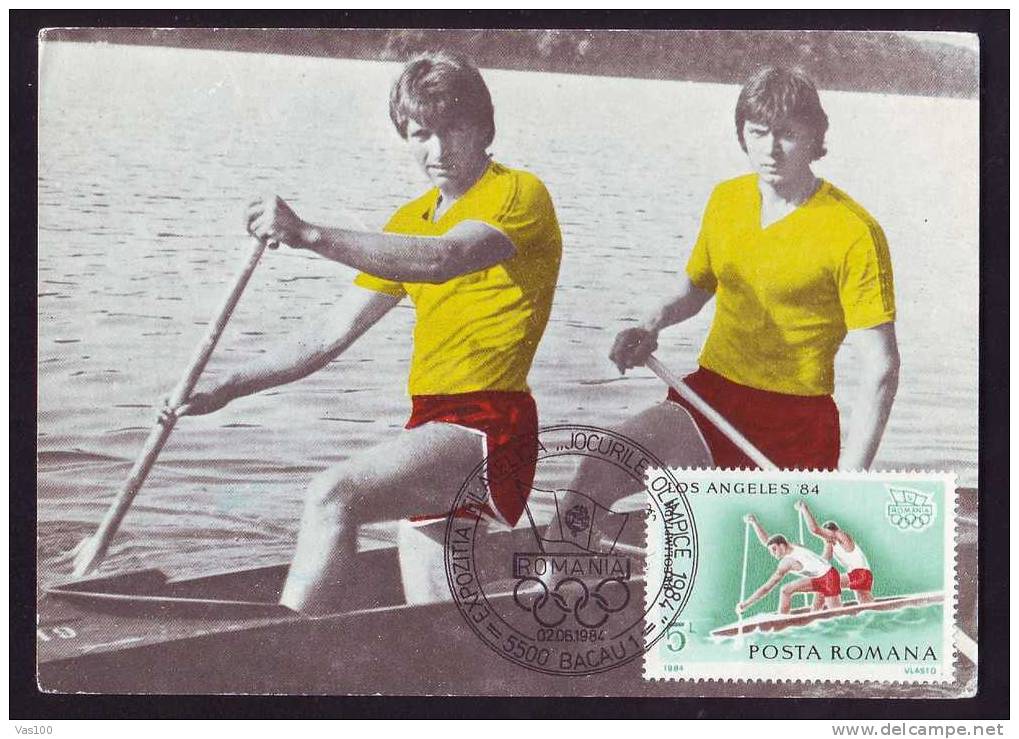 Romania 1984 MAXI CARD,CM,Olympic Games Los Angeles  With  Rowing Rare Cancell. - Summer 1984: Los Angeles