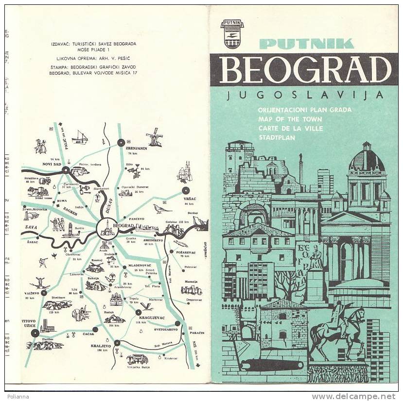 B0225 Brochure Pubbl. JUGOSLAVIA - BEOGRAD - PUTNIK - Mappa Della Città Anni '60 - Tourismus, Reisen