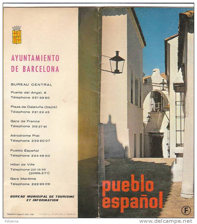 B0227 Brochure Pubbl. SPAGNA - PUEBLO ESPANOL - BARCELLONA 1959/Vierge Du Carmen/Saint-Jacques/"Casa Pellaresa" - Tourisme, Voyages