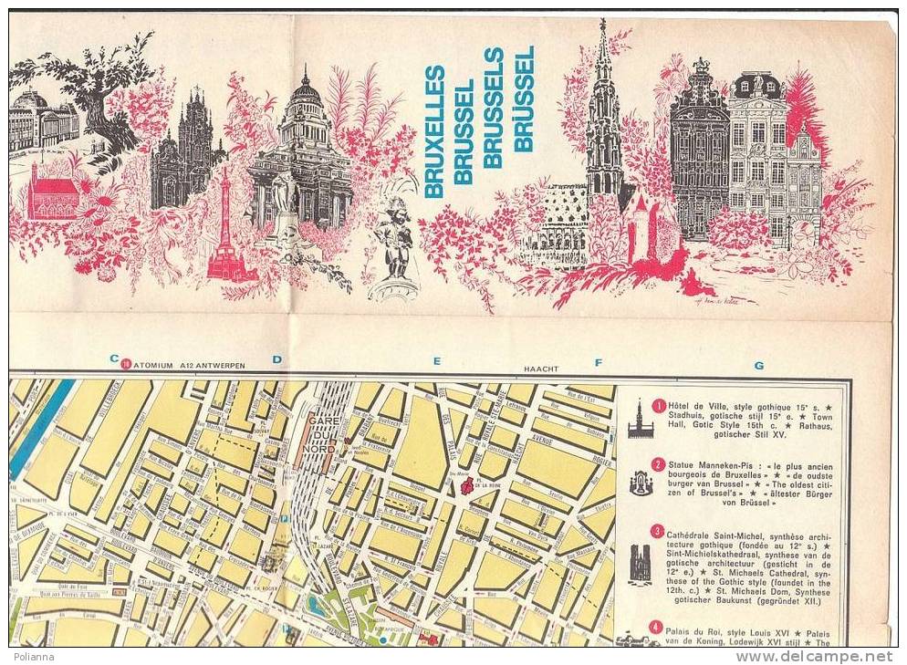 B0229 Cartina E Mappa Anni '60 - BRUXELLES -illustrazione Van De Velde - Turismo, Viajes