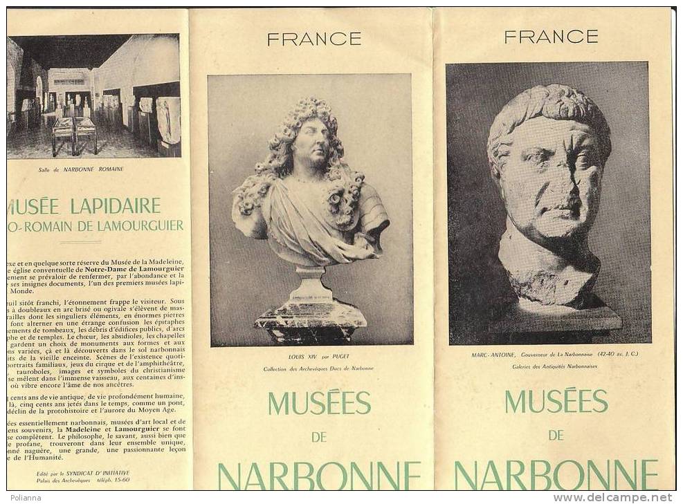 B0231 Brochure Pubbl. FRANCIA - MUSEES De NARBONNE Anni '50 - Tourisme, Voyages