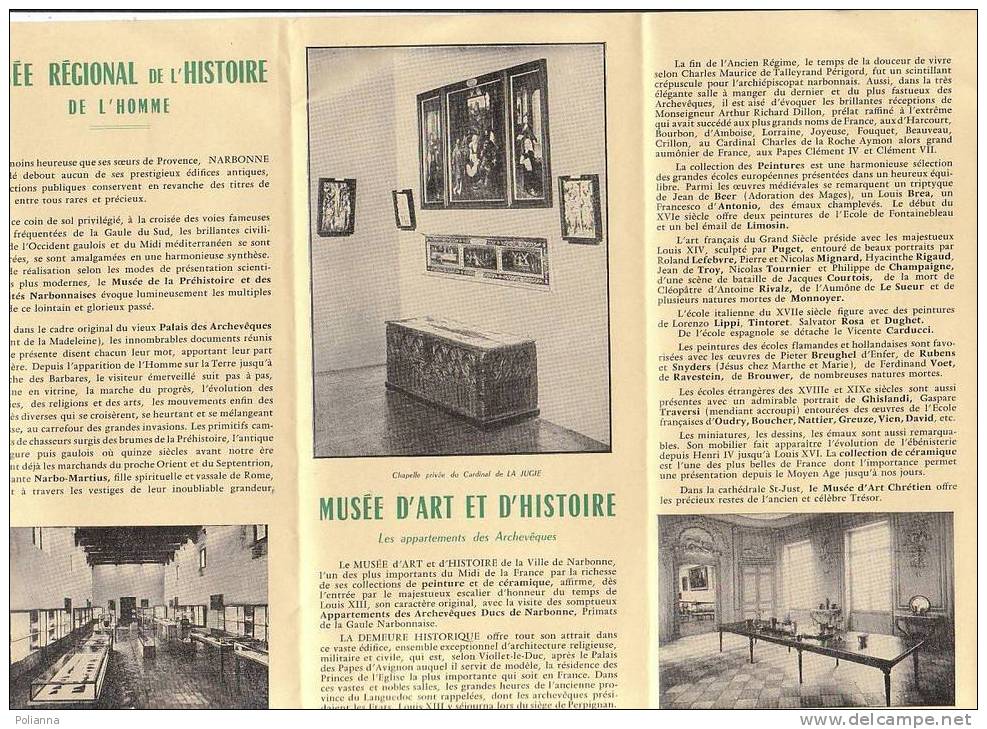 B0231 Brochure Pubbl. FRANCIA - MUSEES De NARBONNE Anni '50 - Tourisme, Voyages