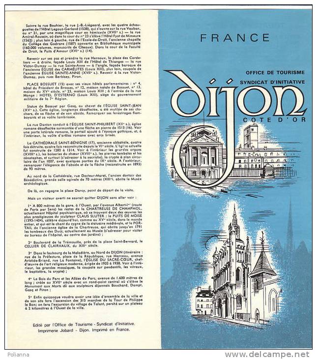 B0232 Brochure Pubbl. FRANCIA - DIJON Office De Tourisme Anni '70 - Tourismus, Reisen