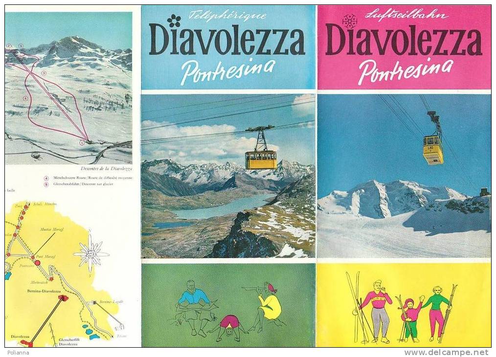 B0256 Brochure Pubbl. SVIZZERA - DIAVOLEZZA Anni '60/Persfall/Piz Palu/Bergrestaurant Diavolezza/autopark - Tourisme, Voyages
