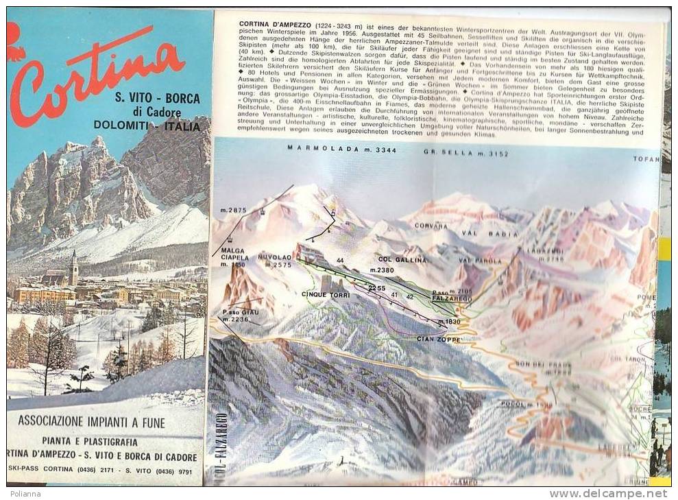 B0261 Brochure Pubbl.DOLOMITI - CORTINA - S.VITO - BORCA Di CADORE  Anni '70/Faloria/Cinque Torri/Seggiovie Tofane - Tourisme, Voyages