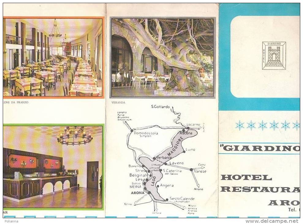 B0268 Brochure Pubblicitaria ARONA - GIARDINO HOTEL RESTAURANT Anni '60 - Tourisme, Voyages