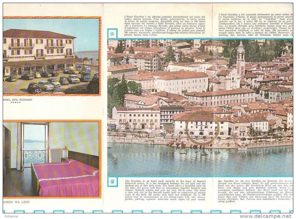 B0268 Brochure Pubblicitaria ARONA - GIARDINO HOTEL RESTAURANT Anni '60 - Turismo, Viajes