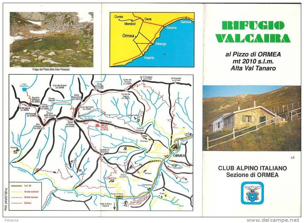 B0269 Brochure Pubblicitaria VAL TANARO - PIZZO Di ORMEA - RIFUGIO VALCAIRA C.A.I. Anni '70 - Turismo, Viajes