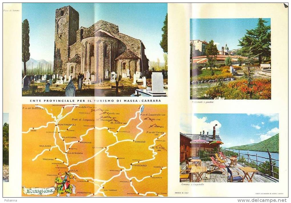 B0275 Brochure Pubblicitaria LUNIGIANA E CASTELLI ENIT Anni '60/Pontremoli/Bagnone/Mulazzo/Aulla/Fivizzano/Comano - Turismo, Viajes