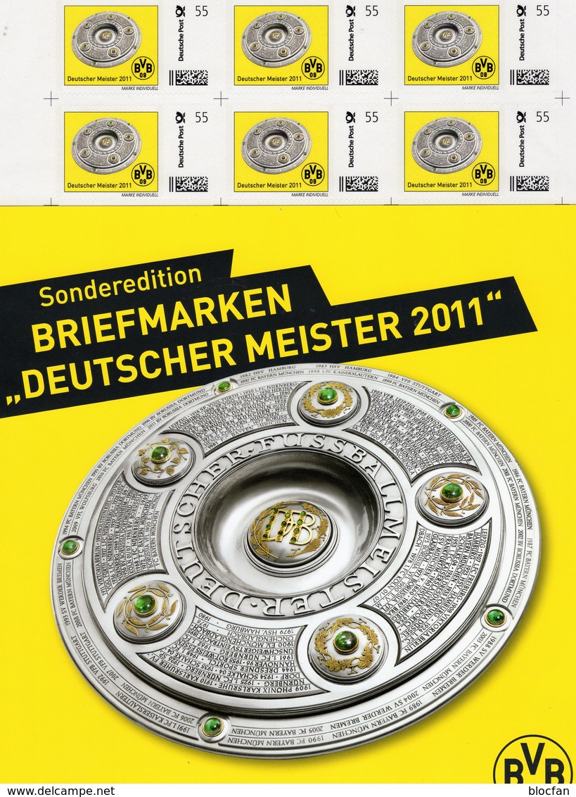 BVB 09 BUND 1833+Post Individual 1/2011+ 6-KB ** 23€ Fußball-Meister Team Borussia Dortmund Sheet Soccer Ss Sheetlet BRD - Club Mitici