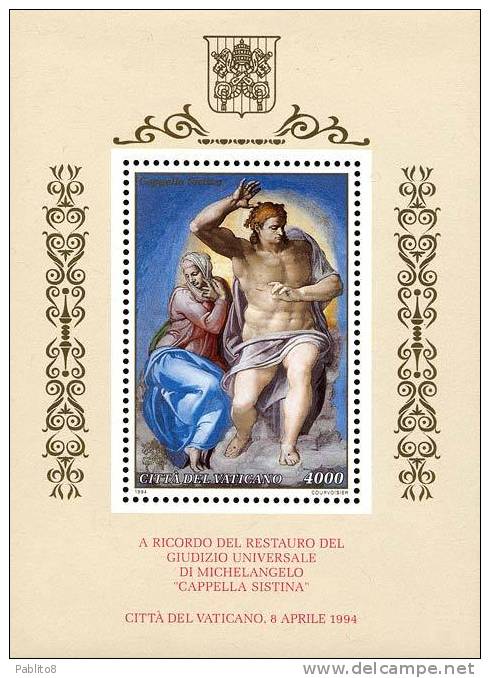 CITTÀ DEL VATICANO VATIKAN VATICAN 1994 CAPPELLA SISTINA LIRE 4000 BLOCCO FOGLIETTO BLOCK SOUVENIR SHEET BLOC MNH - Blocchi E Foglietti