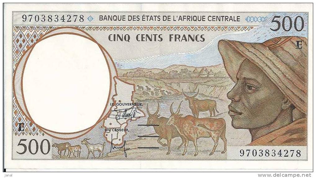 - AFRIQUE - BILLETS - 500 F - BANQUE DES ETATS DE L'AFRIQUE CENTRALE - N° 9703834278 - LETTRE E - - Sonstige – Afrika