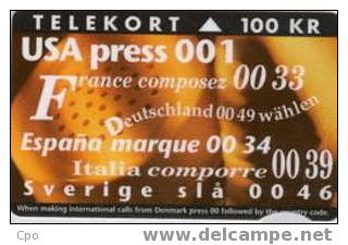 # DANMARK A22 Country Code - Udlandspraefiks 100 Magnetic 05.94 Tres Bon Etat - Denmark