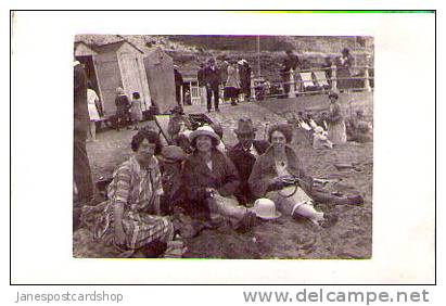 Three Ladies Seated On Beach 1924 Real Photo - Unique Private PCd  - Bournemouth - DORSET - Bournemouth (from 1972)