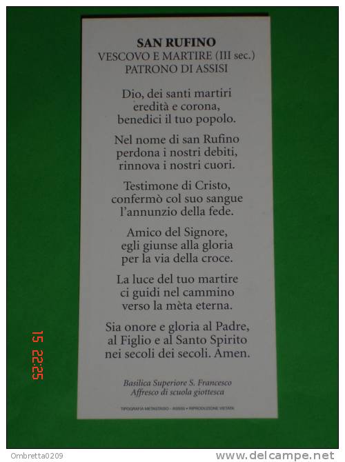 S.RUFINO Vescovo E Martire - Patrono ASSISI -  Basilica Superiore S.Francesco - Scuola Giottesca - Santini - Images Religieuses