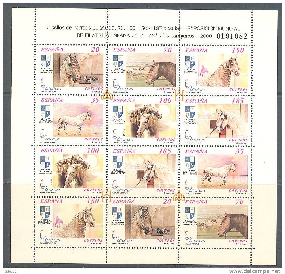 ESMP69-3664THC.España.Spai N   Espagne. MINIPLIEGO CABALLOS DEL 2000 (Ed. MP 69**) Sin Charnela.LUJO - Full Sheets