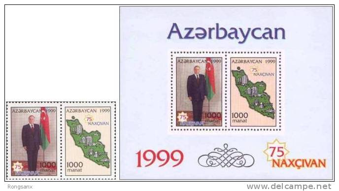 1999 AZERBAIJAN Nakhichevan-75. Pair Of 2v X1000 + S/S Of 2v X1000 - Azerbaiján