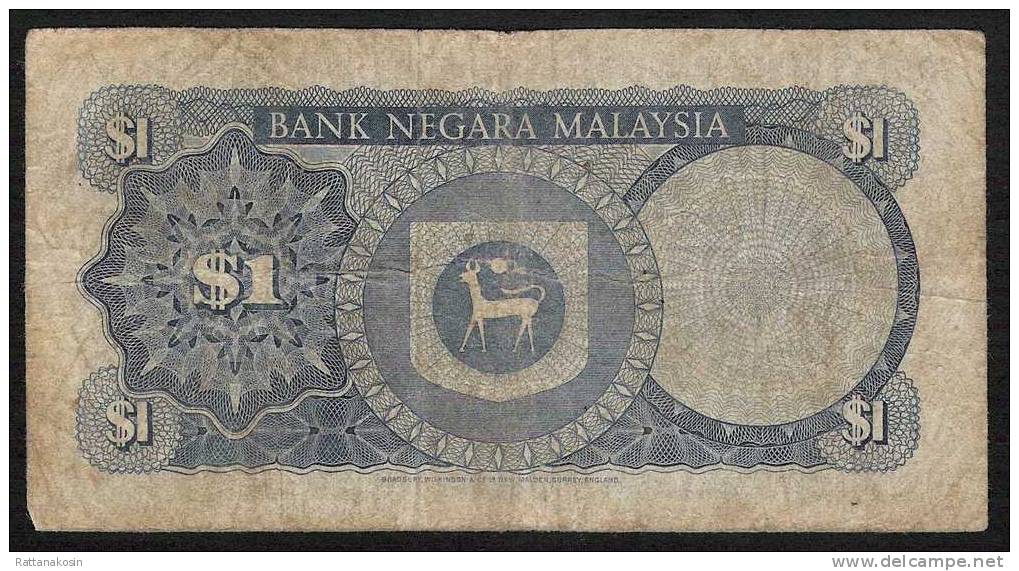 MALAISIE  P7 1 RINGGIT   1972 #E/30       F-VF - Malaysia