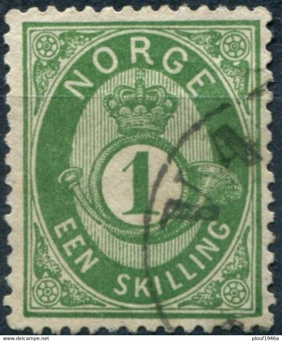Pays : 352 (Norvège : Oscar I)  Yvert Et Tellier N°:    16 (o) ; Norgeskatalogen NO 16 IIa - Gebruikt