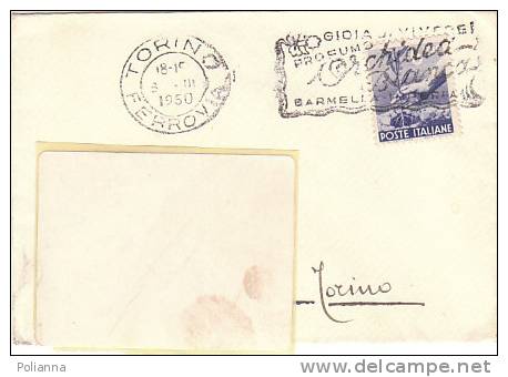A0586 - 6 £ Dem. Iso Su Biglietto Visita VG TORINO 08-03-1950 - 1946-60: Storia Postale