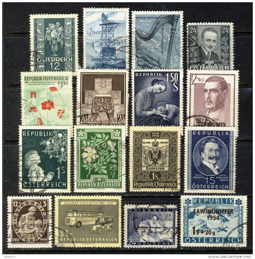 Österreich / Austria, Lot Of 16 Used Stamps From The Period 1934 - 1959 - Gebraucht