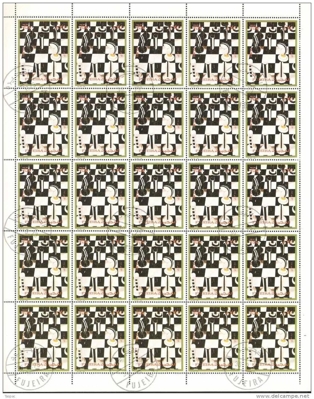 Fujeira 1973 Mi# 1319-1324 A Used - Sheets Of  25 - Chess - Fudschaira