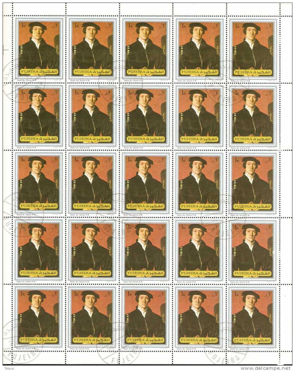 Fujeira 1972 Mi# 1371-1377 A Used - Sheets Of  25 - Famous Paintings - Fudschaira