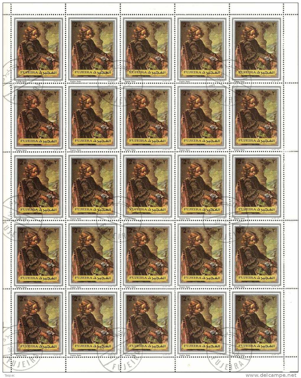 Fujeira 1972 Mi# 1371-1377 A Used - Sheets Of  25 - Famous Paintings - Fujeira