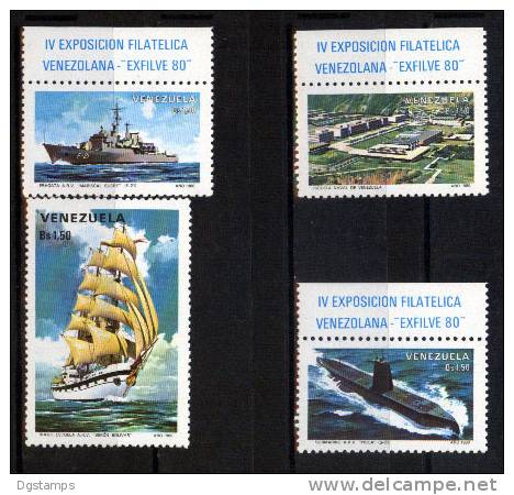 Venezuela YT1078-81 ** Escuela Naval: Fragata ARV Mcal. Sucre, Buque Escuela S. Bolivar, Submarino ARV Picua. EXFILVE'80 - Sous-marins