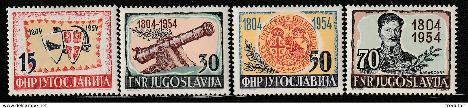YOUGOSLAVIE  - N°656/9 * (1954) 150ème Anniversaire Du Soulèvement Contre La Turquie - Unused Stamps