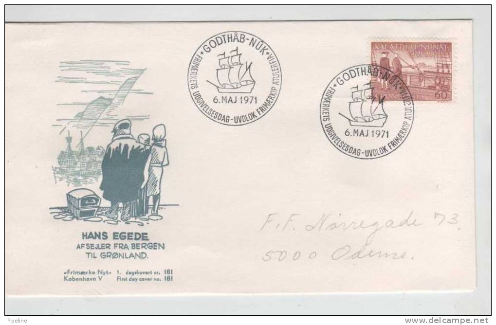 Greenland FDC 250th Anniversary Hans Egedes Trip To Greenland 6-5-1971  With Cachet - Autres & Non Classés