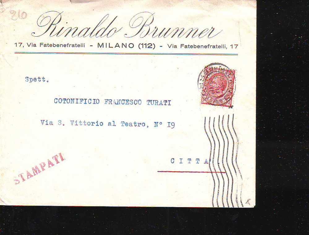 D210 Storia Postale Regno Stampati 1928 - Asegurados