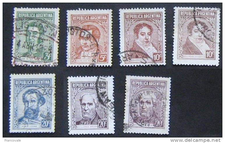 Argentina 1935 Personalities Personaggi 7 Stamps - Usati