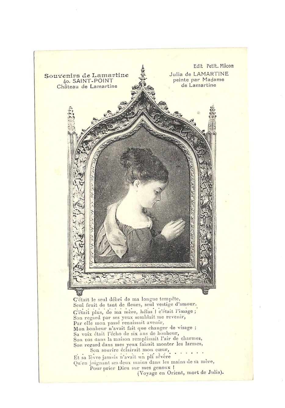 Cp, Peinture Et Tableaux, Souvenir De Lamartine, Saint-Pont - Château De Lamartine - Julia De Lamartine - Malerei & Gemälde