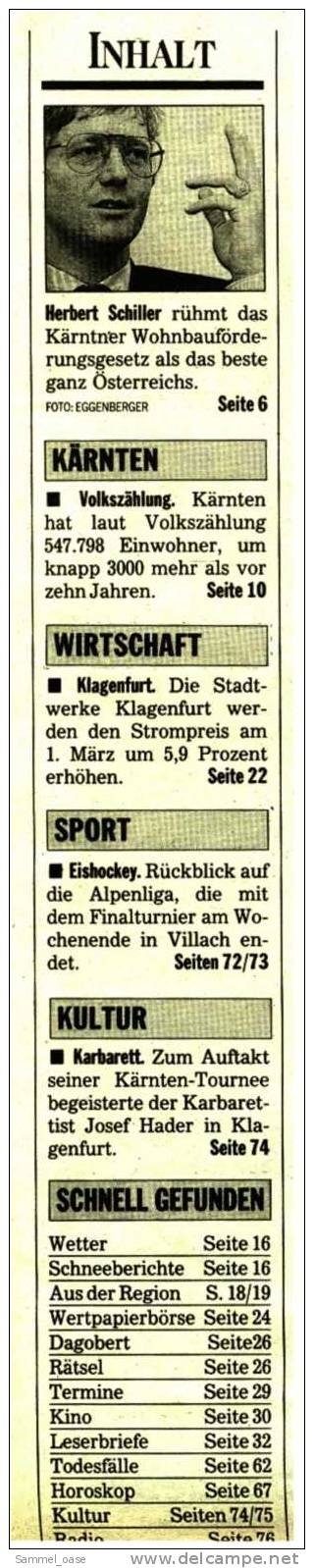 KLEINE  ZEITUNG Kärnten Klagenfurt  18.12. 1992  -  TV, Fussball , Kultur , Politik Und Interessante Berichte - Sonstige & Ohne Zuordnung