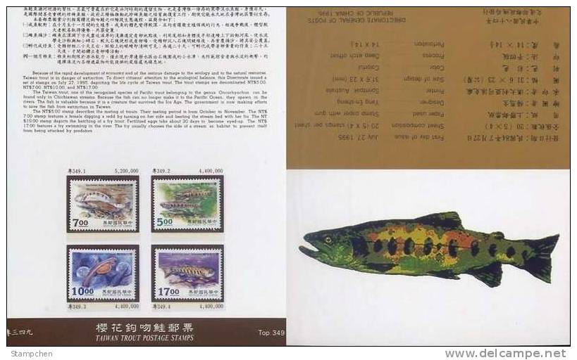 Folder Taiwan 1995 Trout Stamps Fish Fauna - Unused Stamps