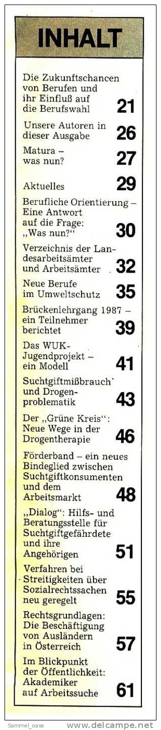 AMV  -  Arbeits-Markt  -  Berufliche Orientierung  -  Die Zukunftschancen  ,  Vom Mai 1987 - Sonstige & Ohne Zuordnung