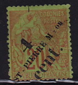 1892  Type Dubois   Colonies Générales 20 Cent Surchargé St-Pierre-m-on  Et 4 Cent  Surcharge Type 2 De Maury  Oblitéré - Usados