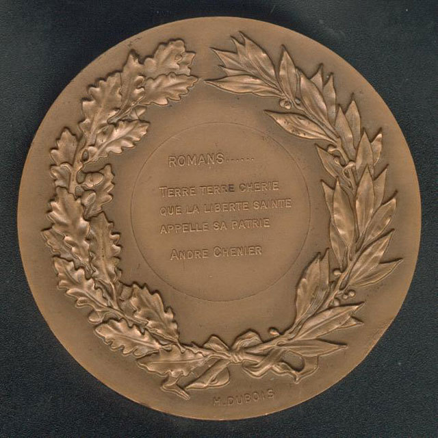 Médaille André Chénier Diamètre 6.8cm En Bronze 167 Grammes Frais De Poste Inclus Dans Le Prix Pour La France - Other & Unclassified