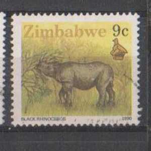 Zimbabwe Used 1990, Black Rhinoceros, Animal - Zimbabwe (1980-...)